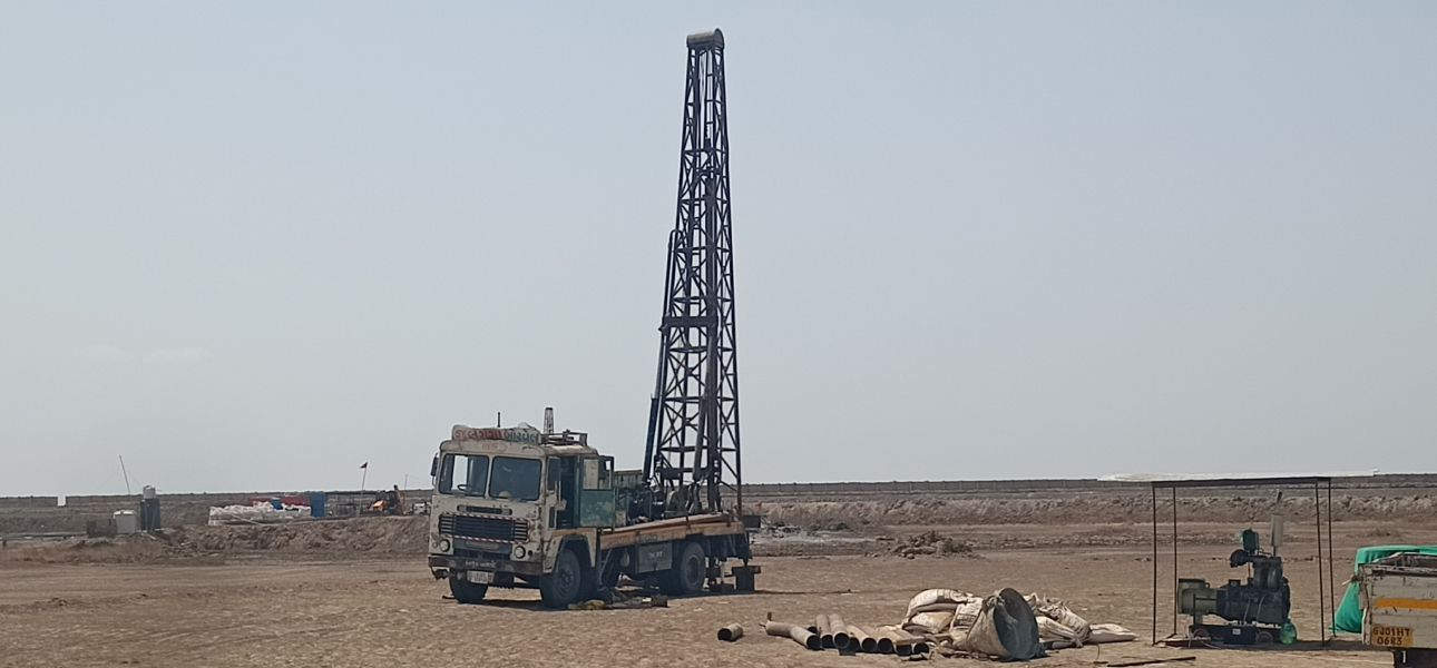 Foundation piling work in progress at Airport Dholera project, Gujarat by DrillWell Solutions